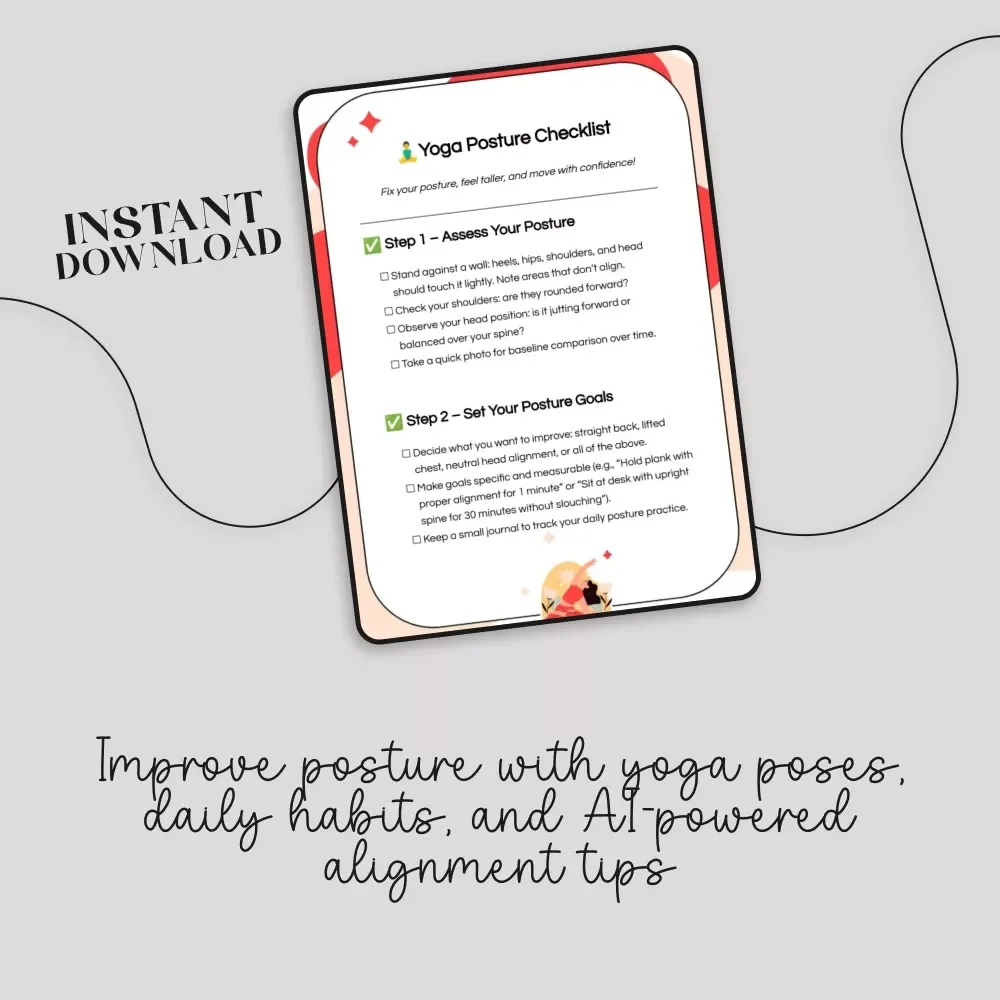 Yoga Posture Checklist | Digital Download for Yoga for Better Posture, Alignment & Daily Habits