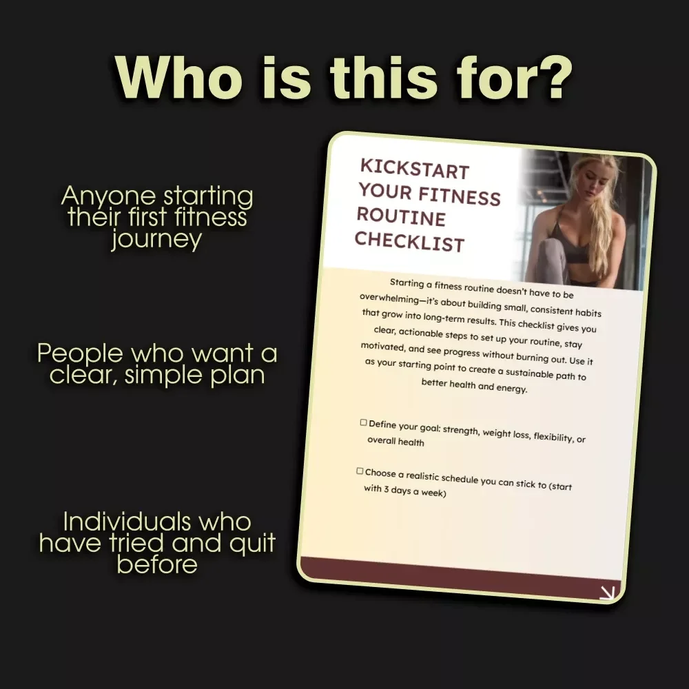 Kickstart Your Fitness Routine Checklist | Digital Download | How to Start a Fitness Routine | Simple Guide for Beginners