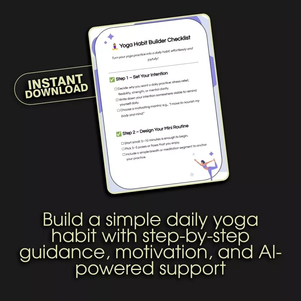 Yoga Habit Builder Checklist | Digital Download | Step-by-Step Guide on How to Build a Yoga Practice Habit at Home