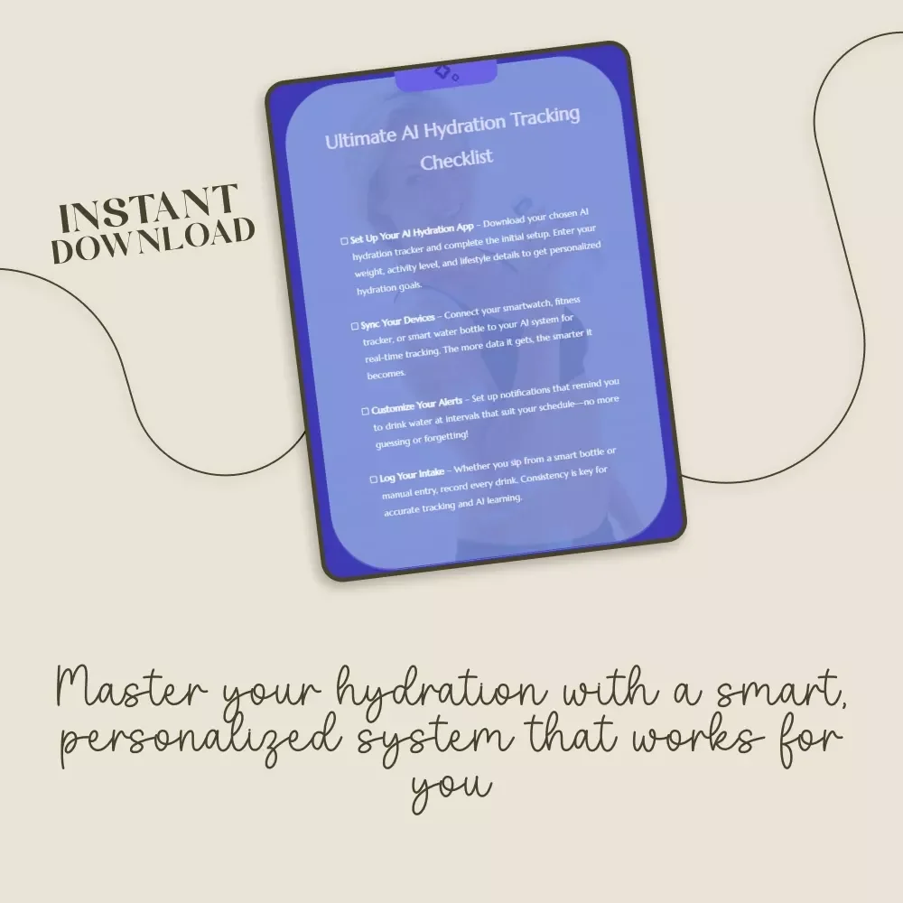 Ultimate AI Hydration Tracking Checklist | Digital Download Guide for Your AI Hydration Tracking System | Smart Water Tracker