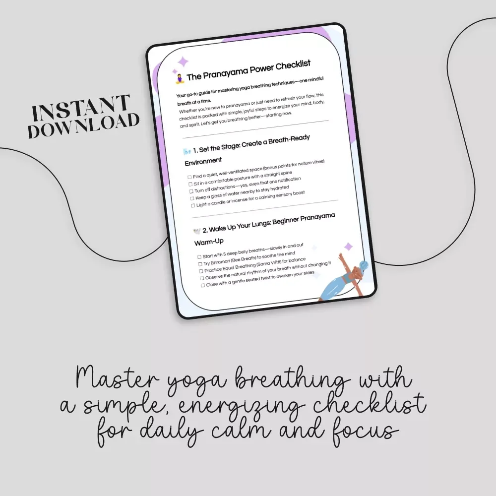 The Pranayama Power Checklist | Digital Yoga Pranayama Practices Guide for Better Breathing, Focus & Calm