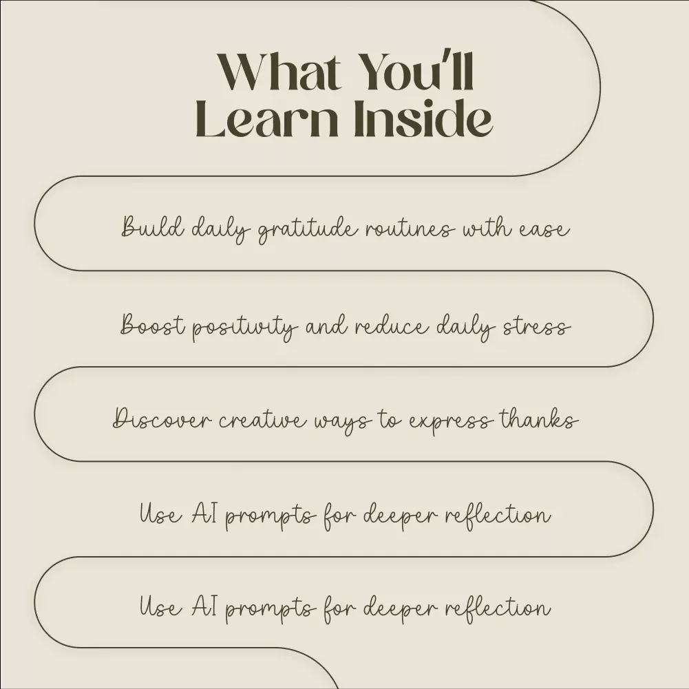Heartfelt Habits | Gratitude Guide, Daily Gratitude Journal Ideas, Creative Gratitude Practice, AI Prompts for Reflection | Digital Download eBook & Checklist