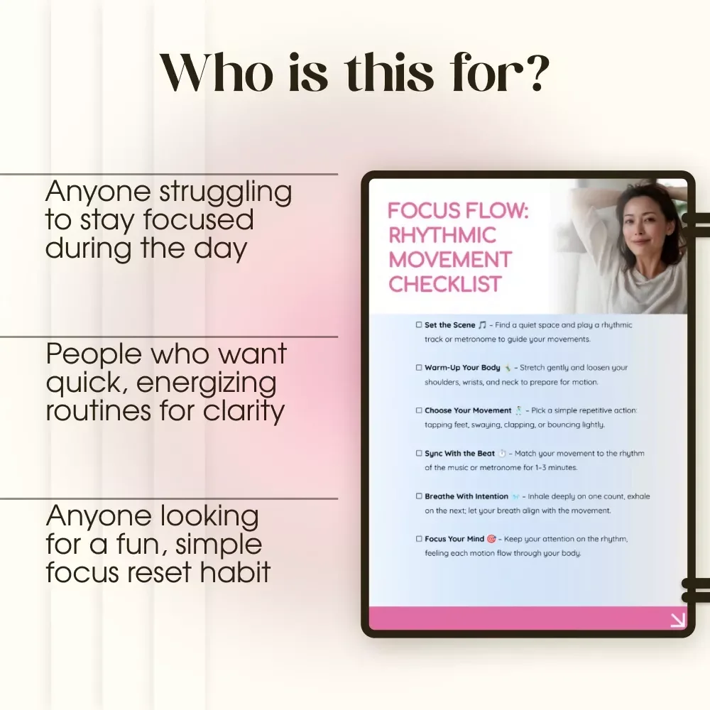 Focus Flow: Rhythmic Movement Checklist – Digital Download for Clarity, Energy, and Productivity | Rhythmic Movement for Focus
