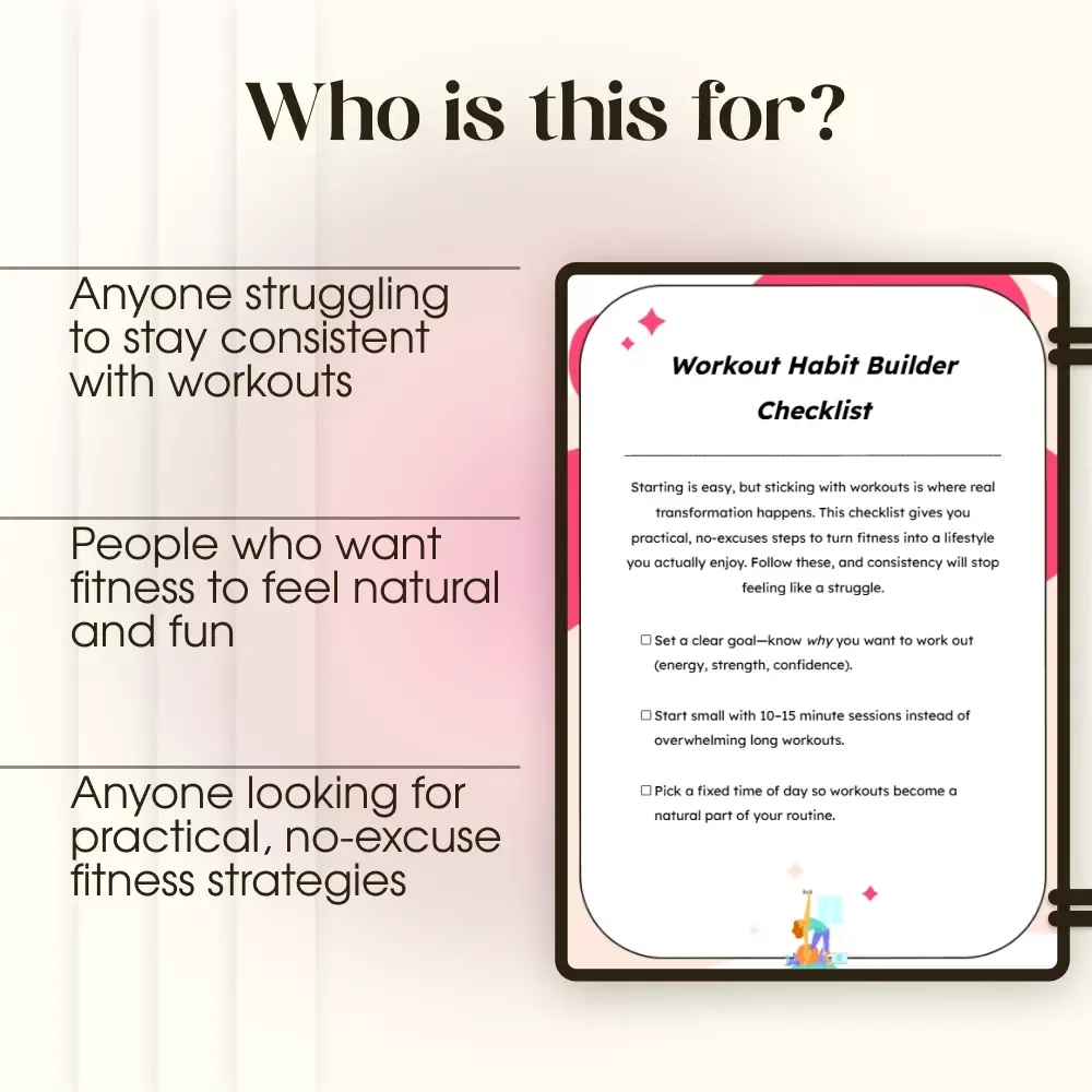 Workout Habit Builder Checklist | How to Build a Workout Habit That Sticks | Digital Download PDF