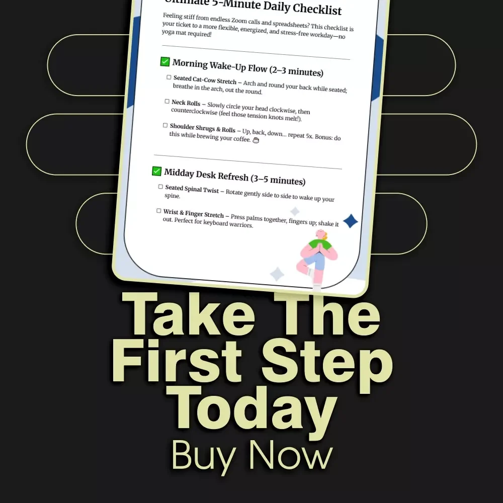 Yoga for Office Warriors: The Ultimate 5-Minute Daily Checklist | Digital Download for Busy Professionals | Printable Yoga for Office Workers Guide