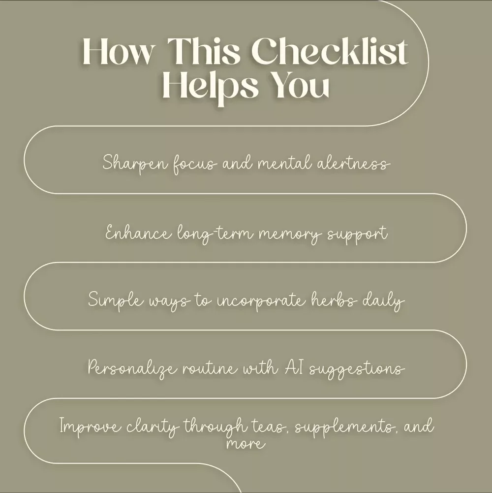 Memory Boost Checklist: Herbs to Sharpen Your Mind - Enhance Focus, Clarity & Mental Power