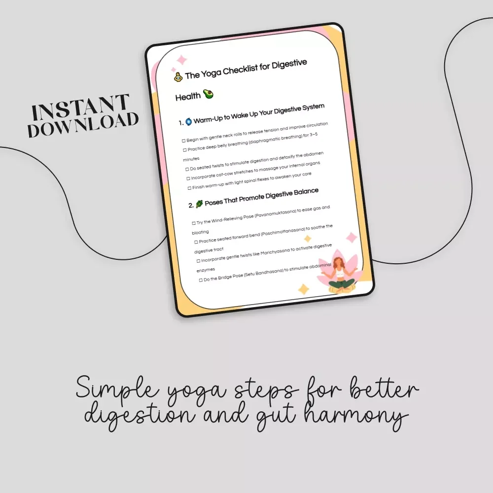 The Yoga Checklist for Digestive Health | Printable Wellness Guide | Yoga for Digestive Health | Gut-Brain Harmony | Holistic Yoga Routine for Better Digestion