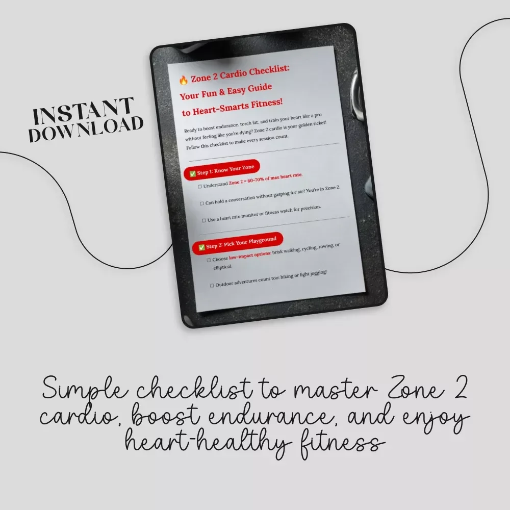 Zone 2 Cardio Checklist: Your Fun & Easy Guide to Heart-Smarts Fitness! Digital Download | Printable Fitness Checklist | What is Zone 2 Cardio Explained