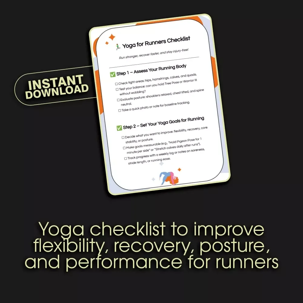 Yoga for Runners Checklist | Digital Download for Flexibility, Recovery & Core Stability | Yoga for Runners Guide
