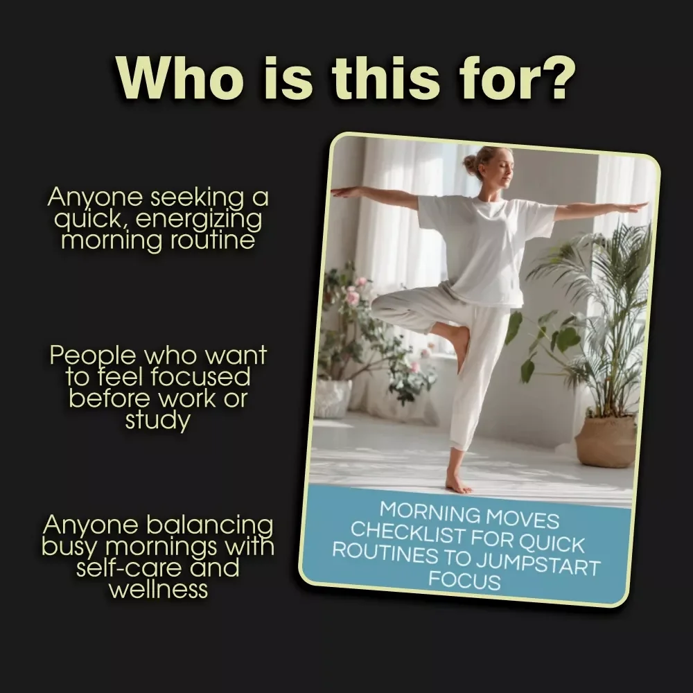 Morning Moves Checklist for Quick Routines to Jumpstart Focus | 10-Minute Morning Routine | Printable Fitness Guide | Digital Download Wellness Planner | Self Care Motivation Checklist