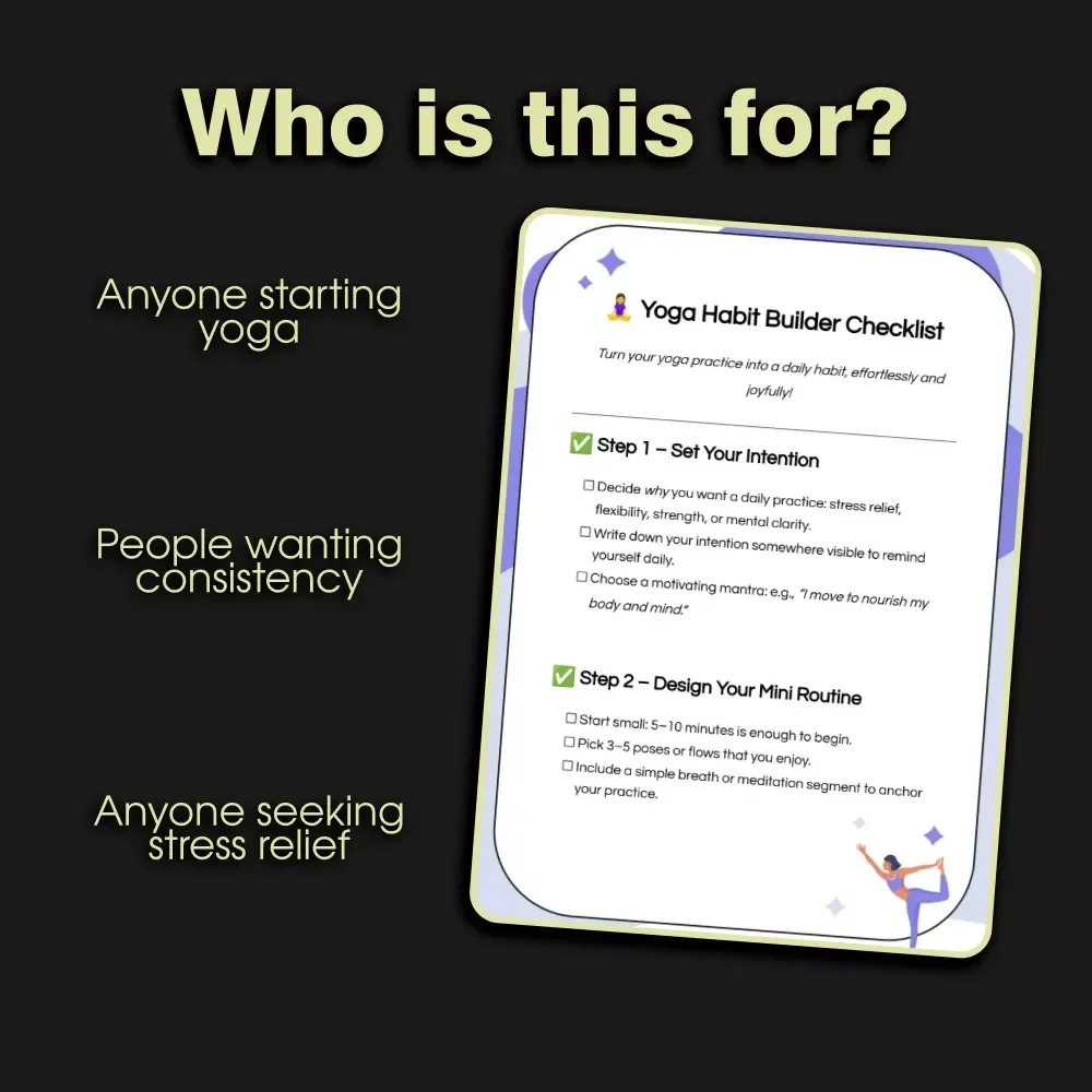Yoga Habit Builder Checklist | Digital Download | Step-by-Step Guide on How to Build a Yoga Practice Habit at Home