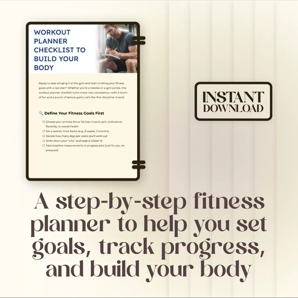Workout Planner Checklist to Build Your Body - Ultimate Fitness Guide for Strength, Muscle Gain & Fat Loss