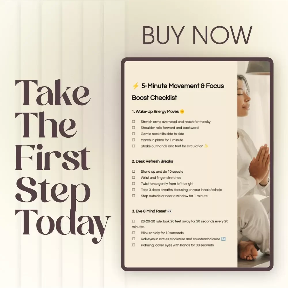 5-Minute Movement & Focus Boost Checklist | Digital Wellness Guide | Instant Download eBook for Energy, Productivity & Mindfulness