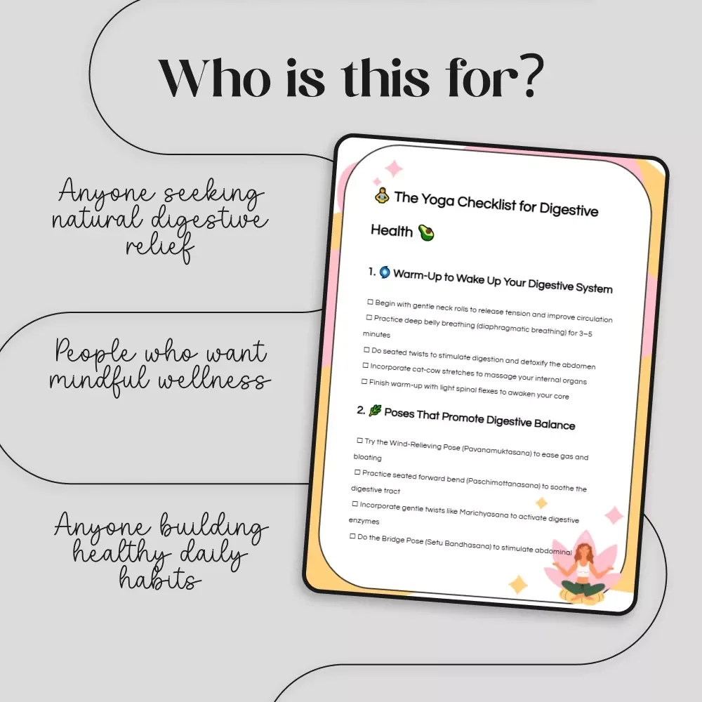 The Yoga Checklist for Digestive Health | Printable Wellness Guide | Yoga for Digestive Health | Gut-Brain Harmony | Holistic Yoga Routine for Better Digestion