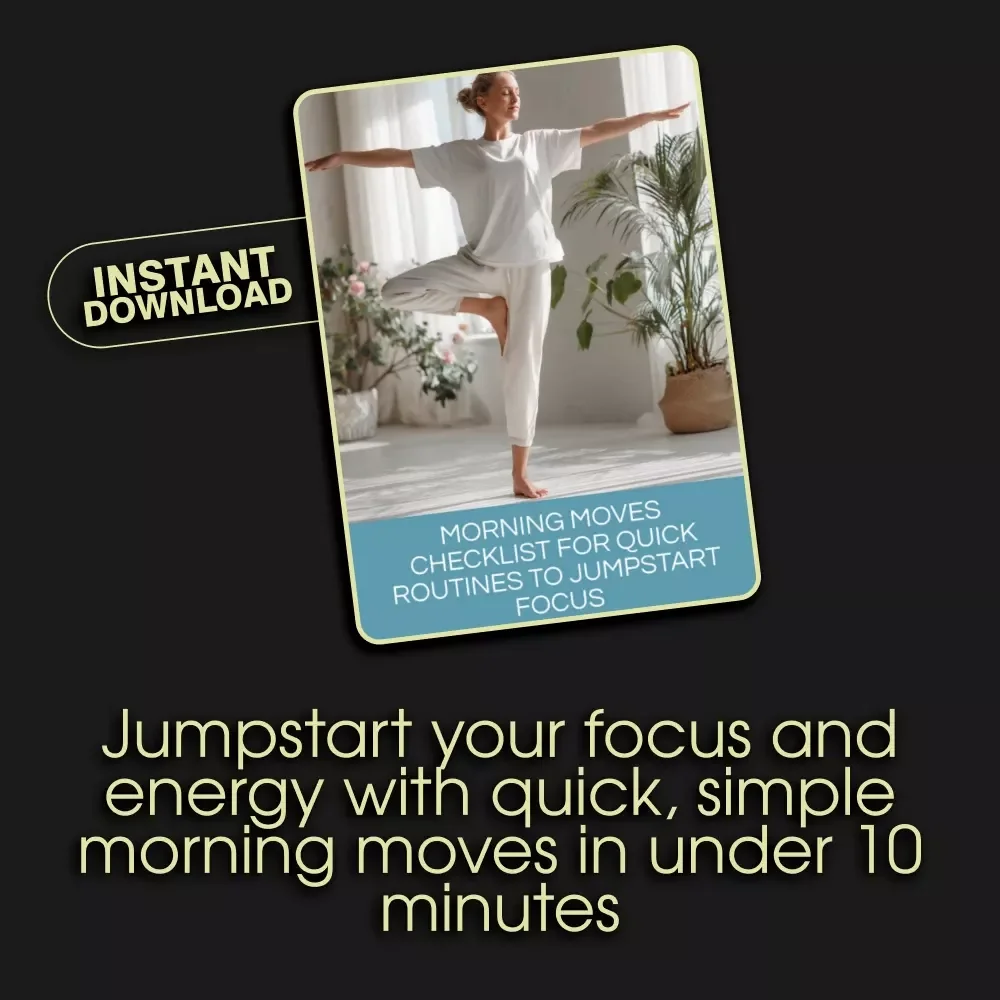 Morning Moves Checklist for Quick Routines to Jumpstart Focus | 10-Minute Morning Routine | Printable Fitness Guide | Digital Download Wellness Planner | Self Care Motivation Checklist