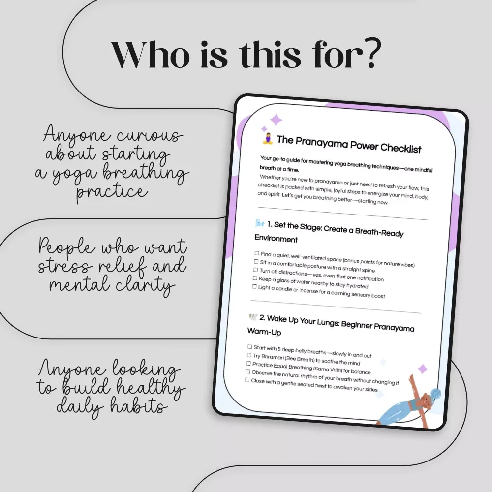 The Pranayama Power Checklist | Digital Yoga Pranayama Practices Guide for Better Breathing, Focus & Calm