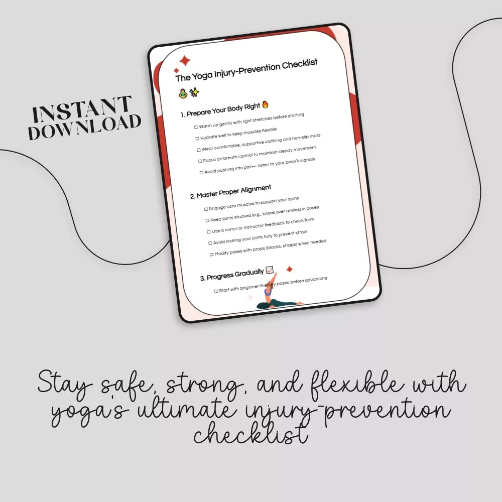 The Yoga Injury-Prevention Checklist | Printable Guide for Safe Yoga Practice | Digital Download on How to Avoid Injuries in Yoga | Alignment, Warm-Up & Recovery Tips