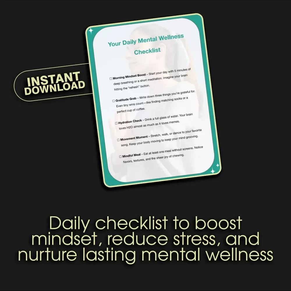 Your Daily Mental Wellness Checklist | Printable Self Care Routine, Mindfulness Journal, Mental Health eBook & Digital Download