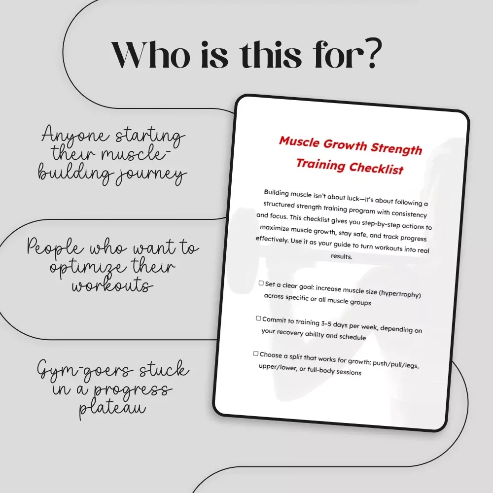 Muscle Growth Strength Training Checklist | Your Ultimate Guide to Building Muscle | Digital Download PDF