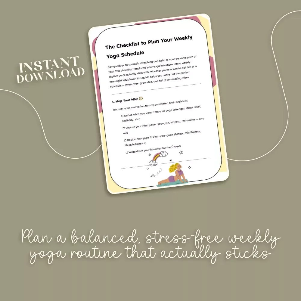 The Checklist to Plan Your Weekly Yoga Schedule | How to Plan a Weekly Yoga Schedule | Digital Download Printable Checklist for Yoga Routine & Mindful Living