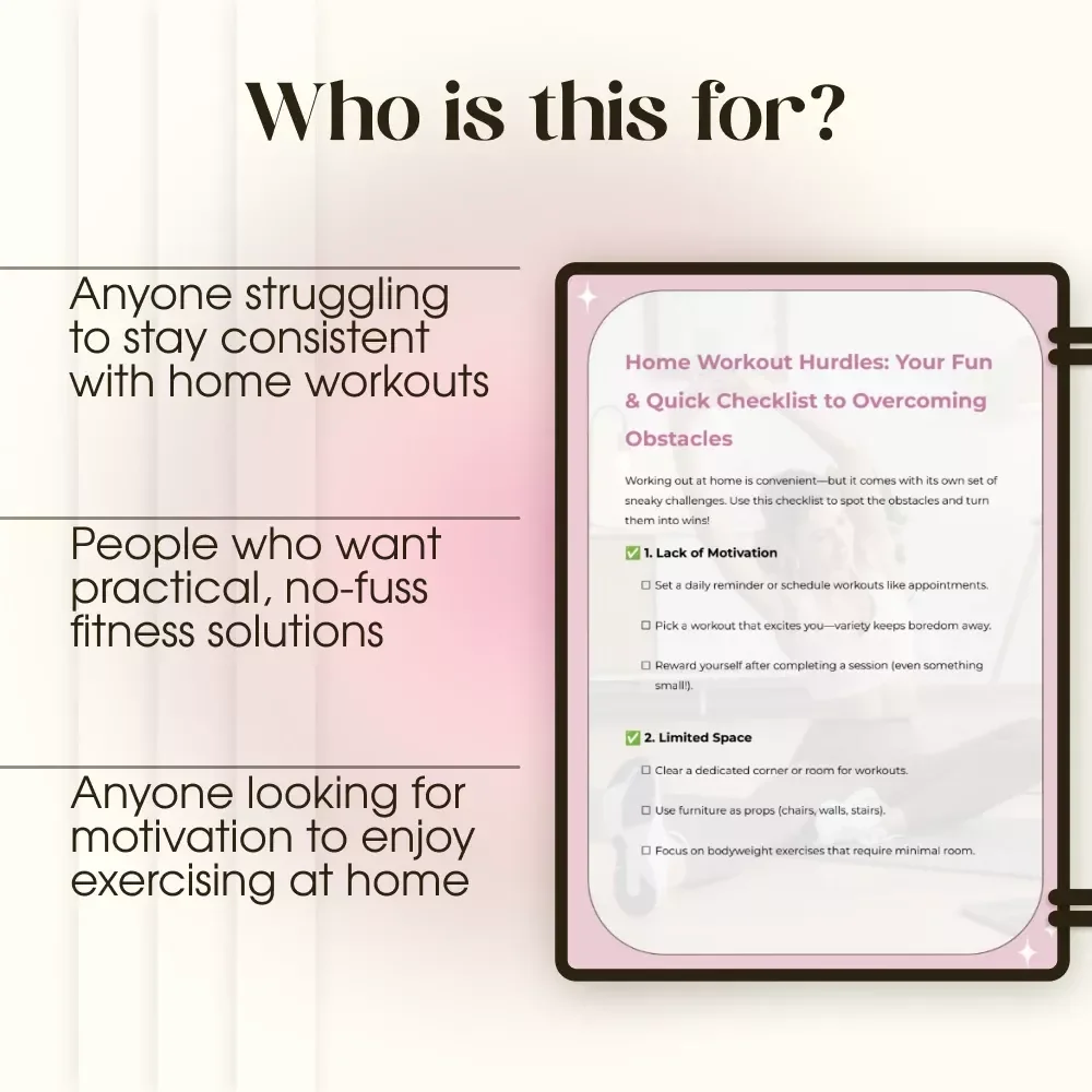 Home Workout Hurdles: Your Fun & Quick Checklist to Overcoming Obstacles | Printable Fitness Motivation & Solutions for Common Obstacles in Home Workouts