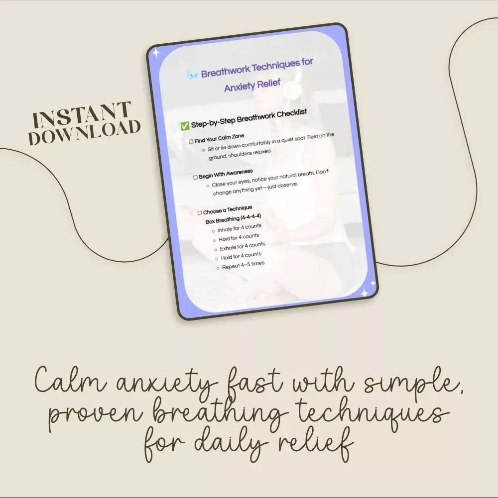 Breathwork Techniques for Anxiety Relief | Digital Download Guide for Stress, Relaxation, Mindfulness, Meditation & Self Care