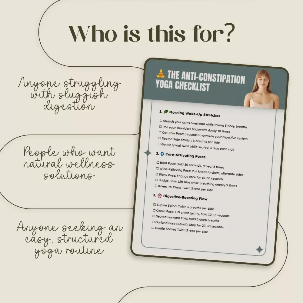 The Anti-Constipation Yoga Checklist | Natural Relief Yoga Exercises for Digestion & Gut Health | Digital Download