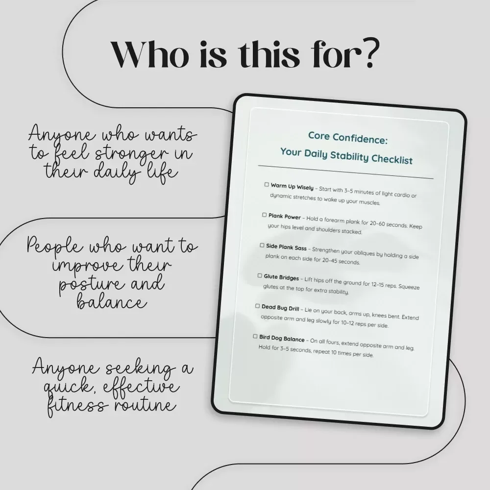 Core Confidence: Your Daily Stability Checklist | Digital Download | Core Stability Routines