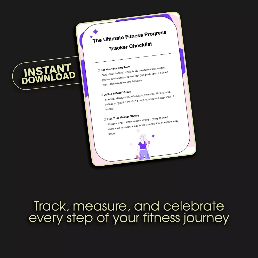The Ultimate Fitness Progress Tracker Checklist | Printable Guide for How to Track Fitness Progress, SMART Goals, Progress Photos, and Non-Scale Victories