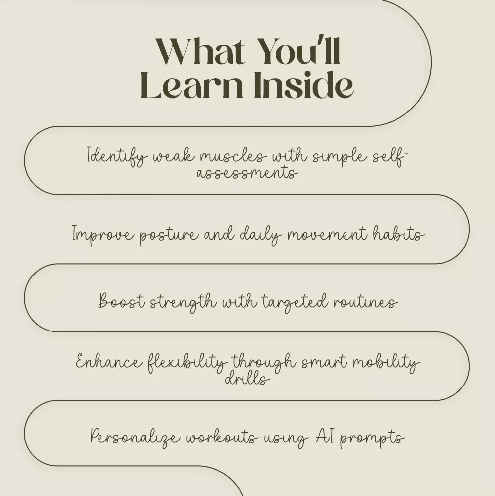 Fix Muscle Imbalances for Strength & Stability | Digital eBook for Fitness, Posture, and Strength Training | Self-Assessment, Mobility, and AI Workout Guide