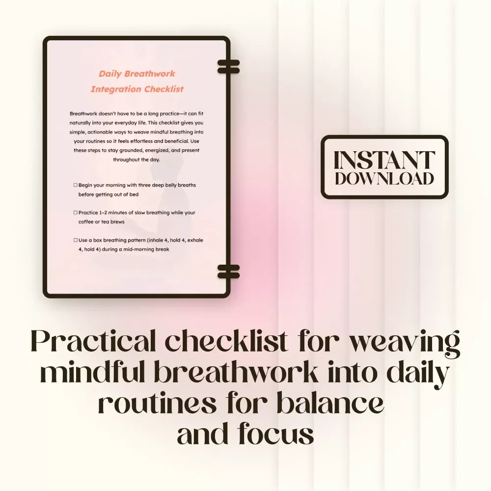 Daily Breathwork Integration Checklist | Printable Digital Download for Integrating Breathwork into Daily Routines