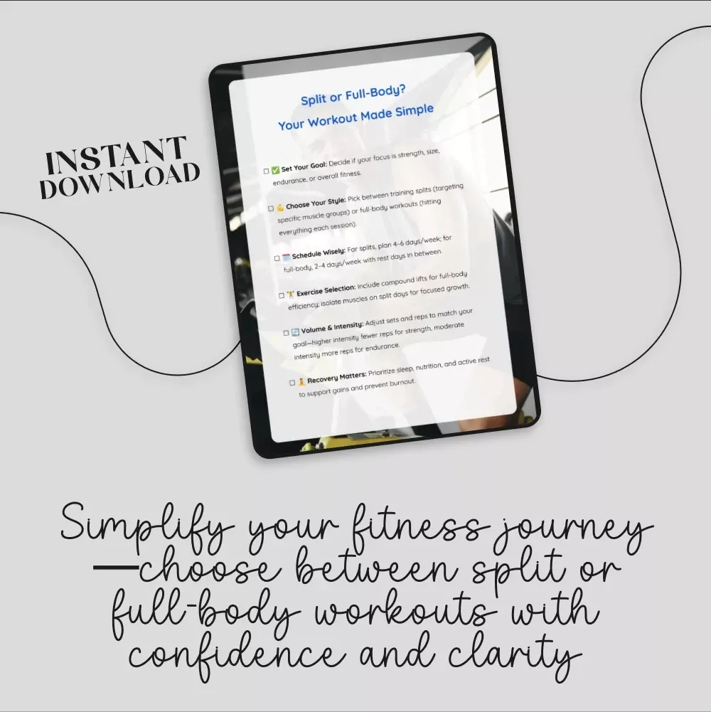 Split or Full-Body? Your Workout Made Simple | Fitness Training Checklist | Digital Download Guide for Beginners, Gym Enthusiasts & Home Workouts | Strength, Size & Endurance Planner
