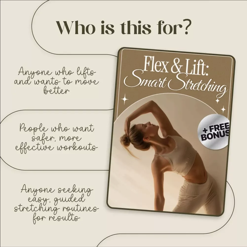 Flex & Lift: Smart Stretching 🏋️‍♂️🤸‍♀️ | Digital Stretching Guide for Lifters | Pre-Lift & Post-Lift Routines | AI Prompt Ideas | Fitness eBook Download
