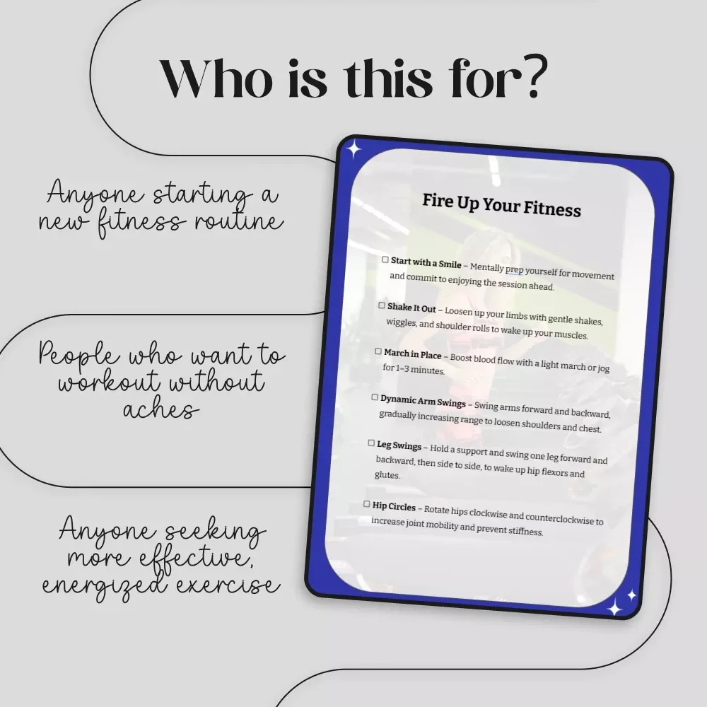 Fire Up Your Fitness: The Ultimate Warm-Up Checklist | Digital Download Guide on the Importance of Warming Up Before Exercise