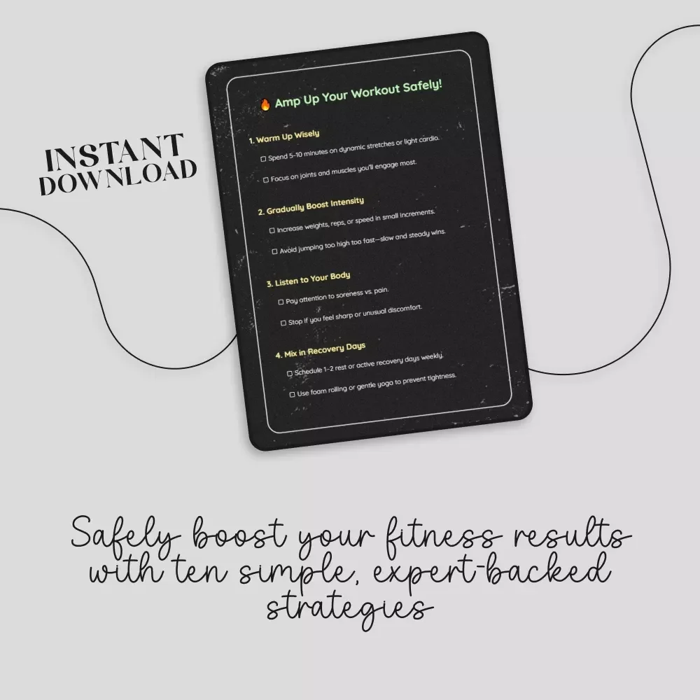 Amp Up Your Workout Safely! Digital Checklist | Learn How to Safely Increase Workout Intensity | Fitness Guide PDF