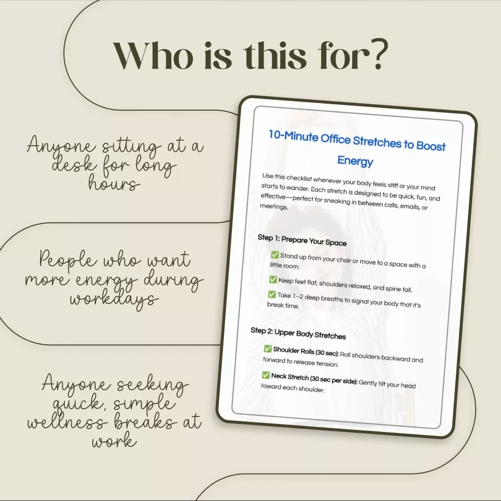 10-Minute Office Stretches to Boost Energy | Workplace Wellness Digital Download | Instant Checklist for Desk Job Relief
