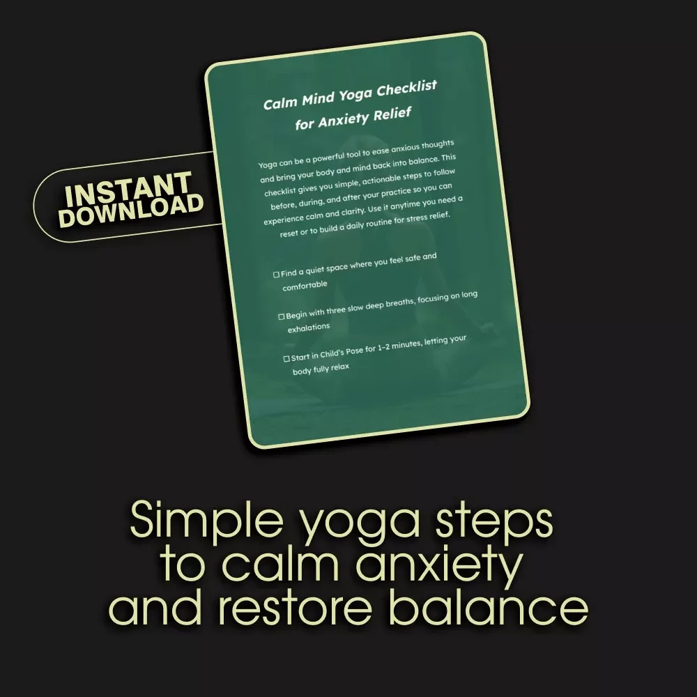 Calm Mind Yoga Checklist for Anxiety Relief | Printable Digital Download | Yoga for Anxiety Relief Routine