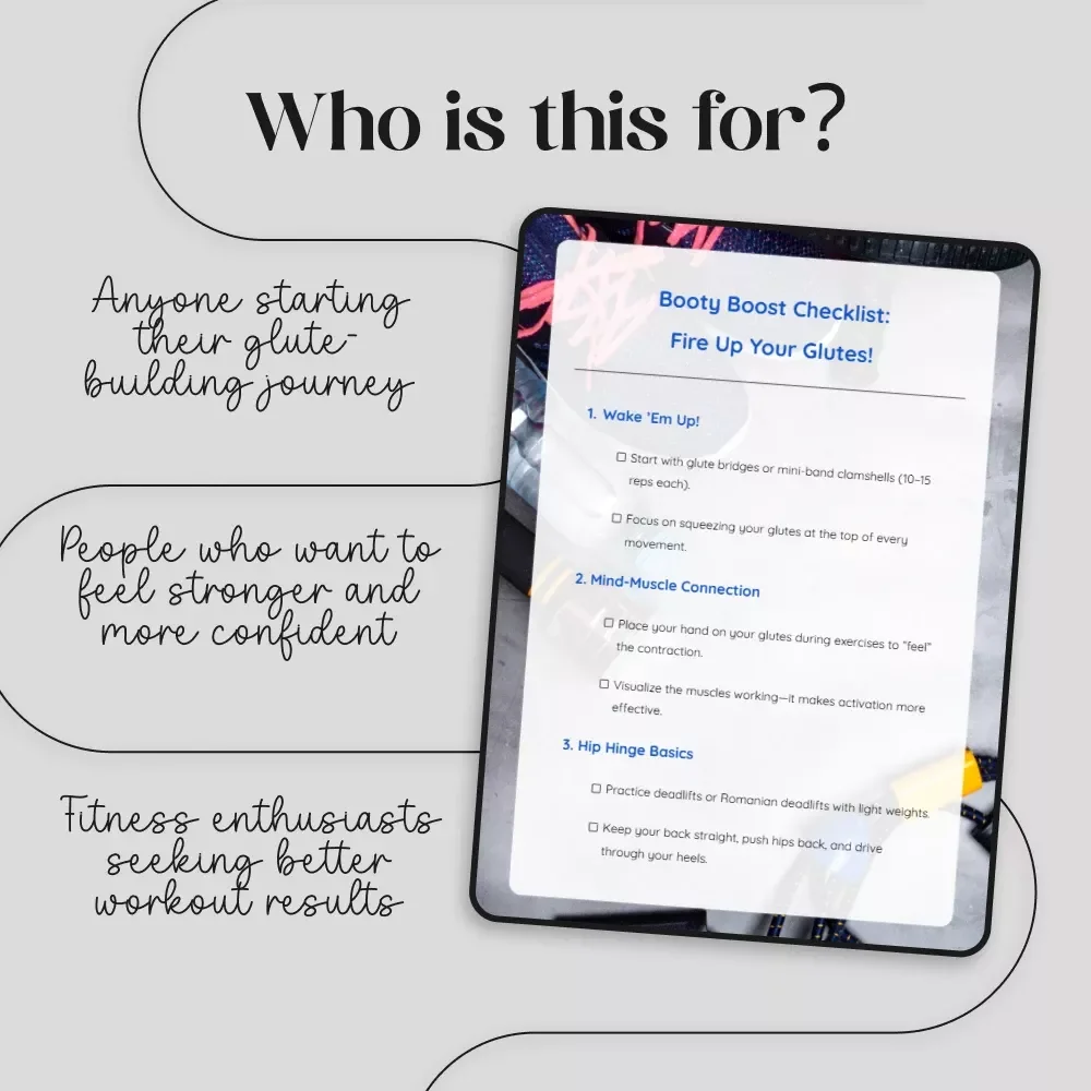 Booty Boost Checklist: Fire Up Your Glutes! | Digital Download | How to Activate Glutes Guide