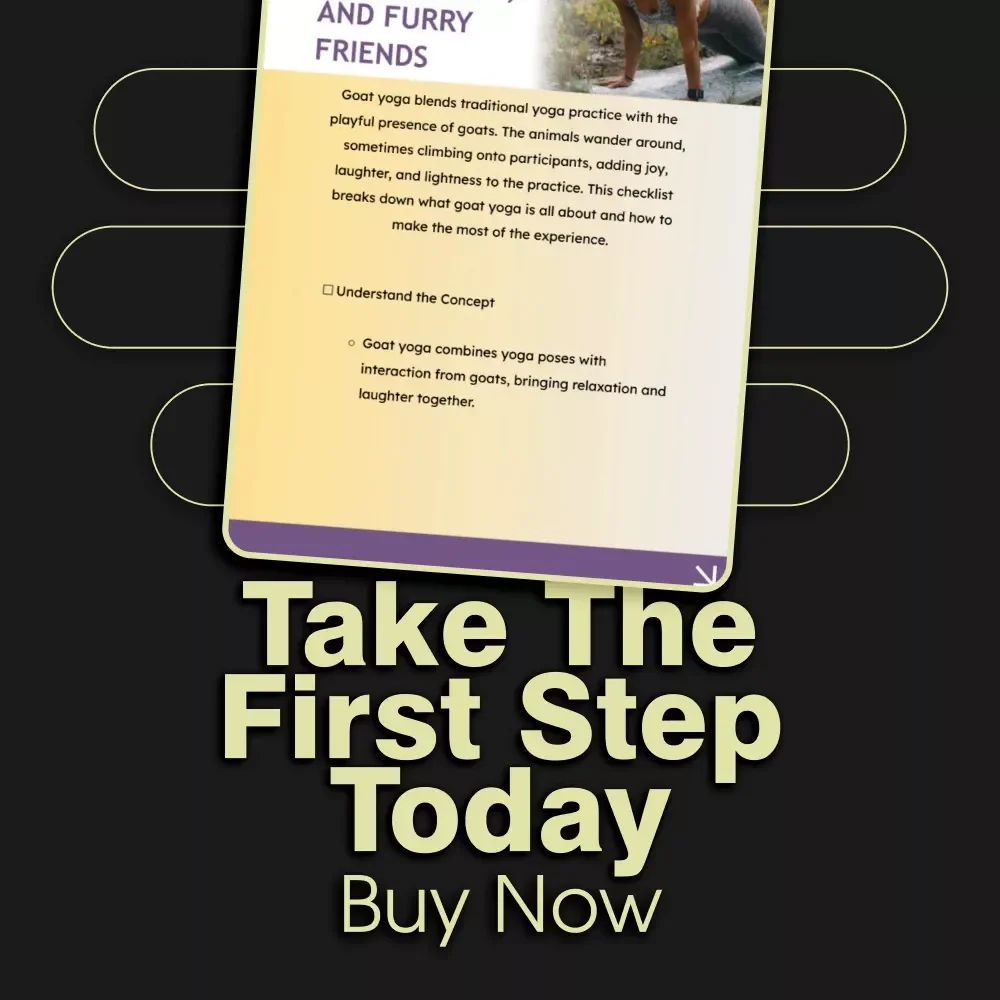 Goat Yoga Checklist for Fun, Fitness, and Furry Friends | Digital Download Guide to What is Goat Yoga, Stress Relief, and Playful Practice Tips