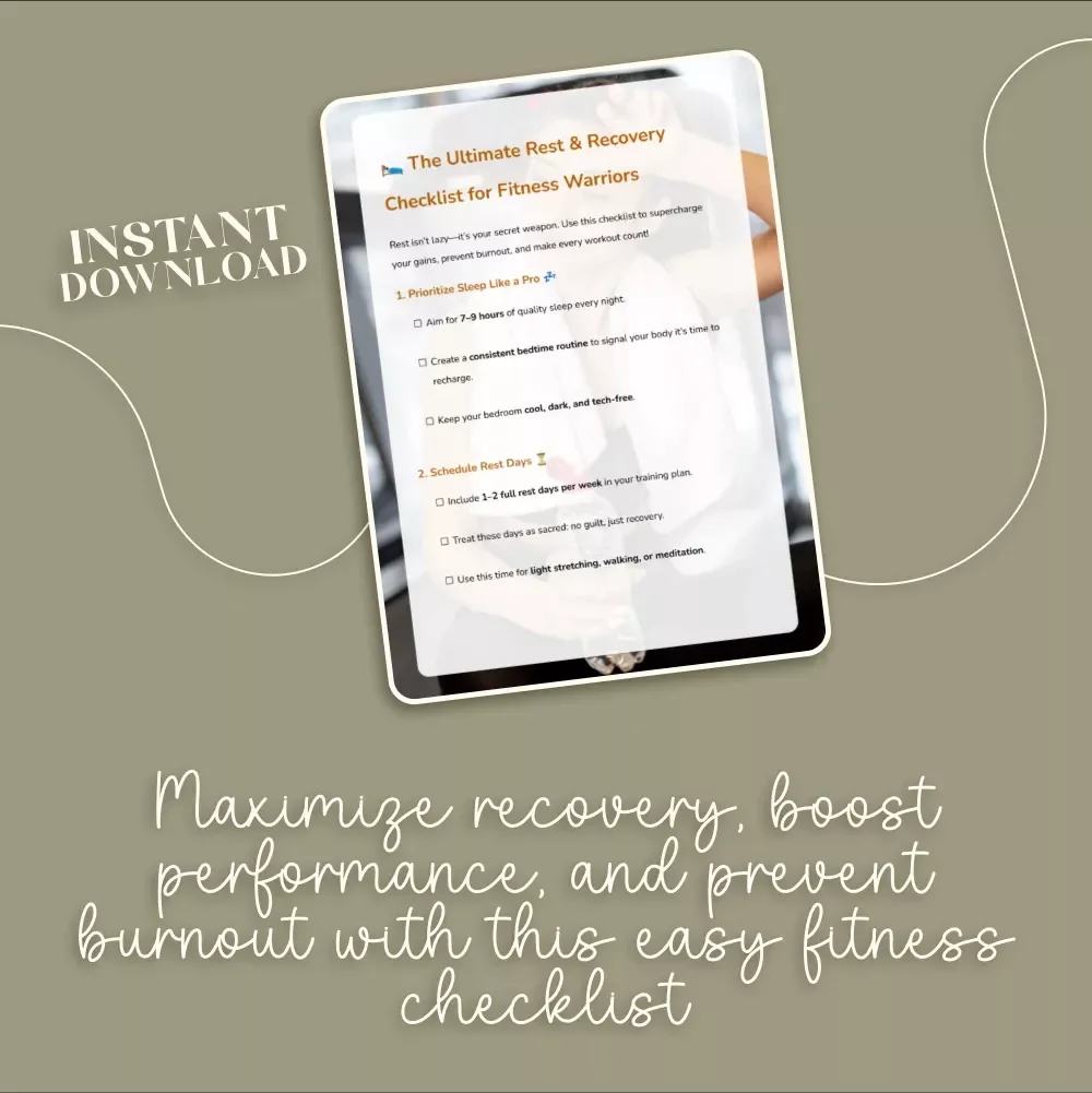 The Ultimate Rest & Recovery Checklist for Fitness Warriors | Digital Download Guide for Sleep, Active Recovery, Nutrition, Mental Wellness & Muscle Repair
