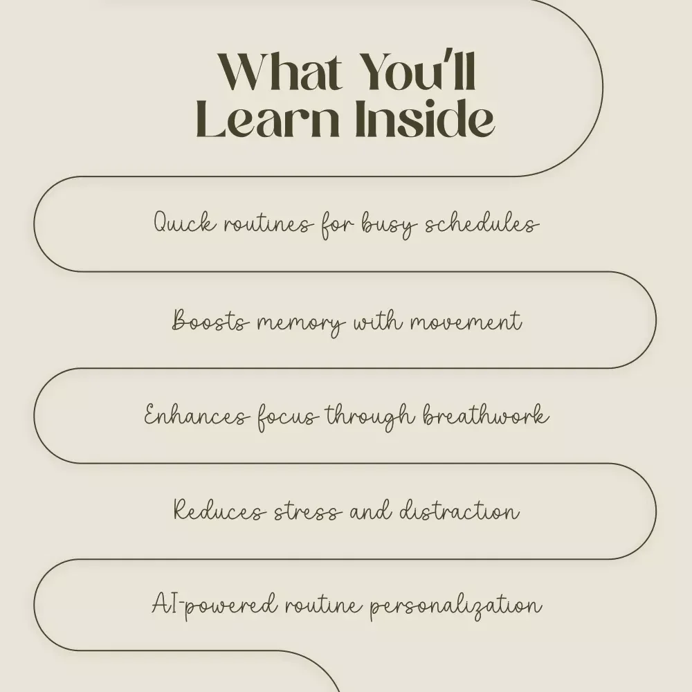 Movement & Breath Exercises for Memory and Attention | Digital Checklist for Mental Clarity, Focus & Productivity | Guided Routine with AI Optimization