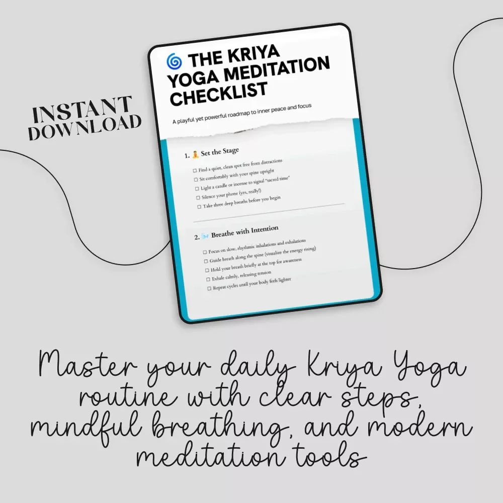 The Kriya Yoga Meditation Checklist | Printable Spiritual Guide for Daily Practice, Breathwork, and Mindfulness Routine | Digital Download for Beginners & Seekers