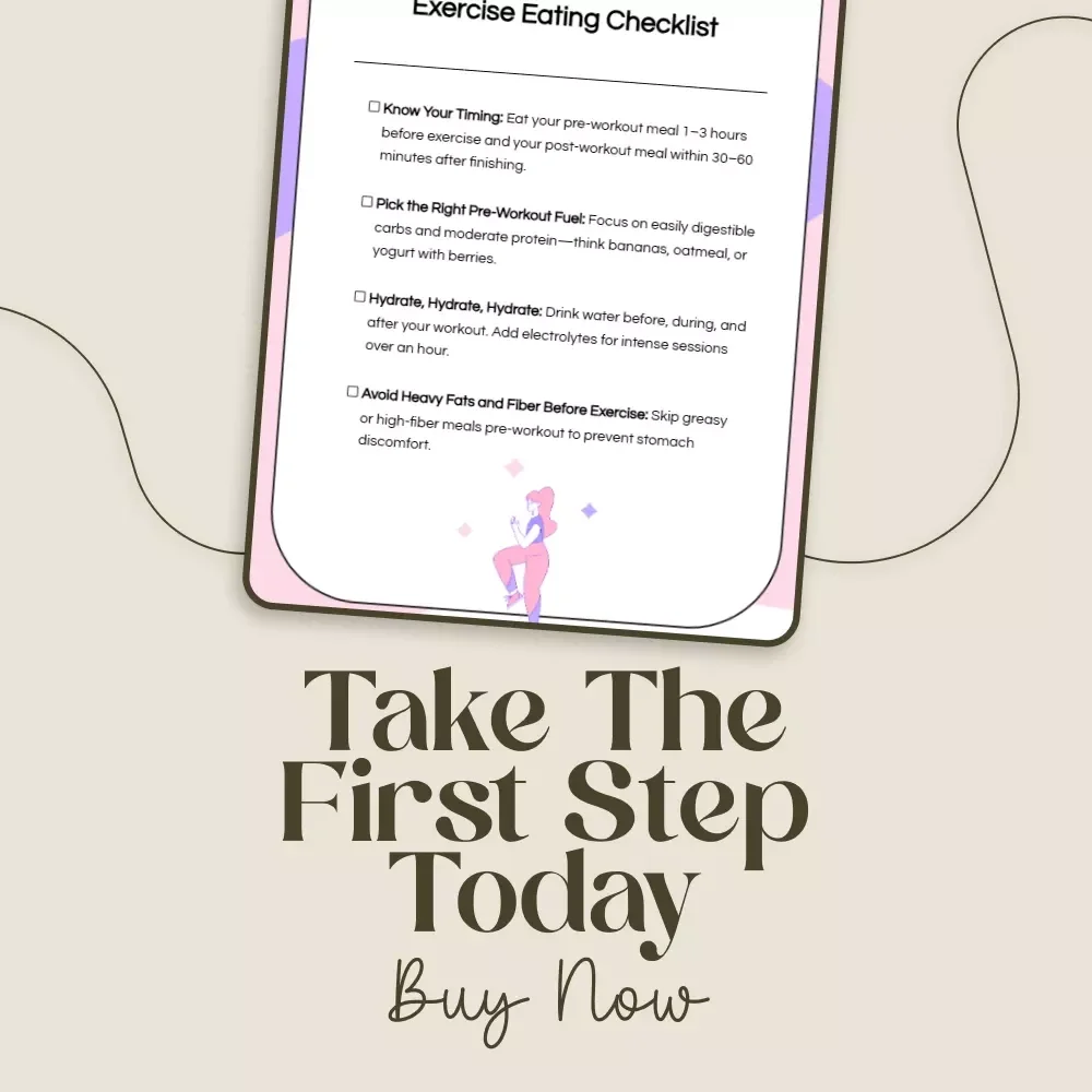 The Ultimate Pre- and Post- Exercise Eating Checklist | Printable Fitness Nutrition Guide | What to Eat Before and After Exercise | Workout Meal Planner