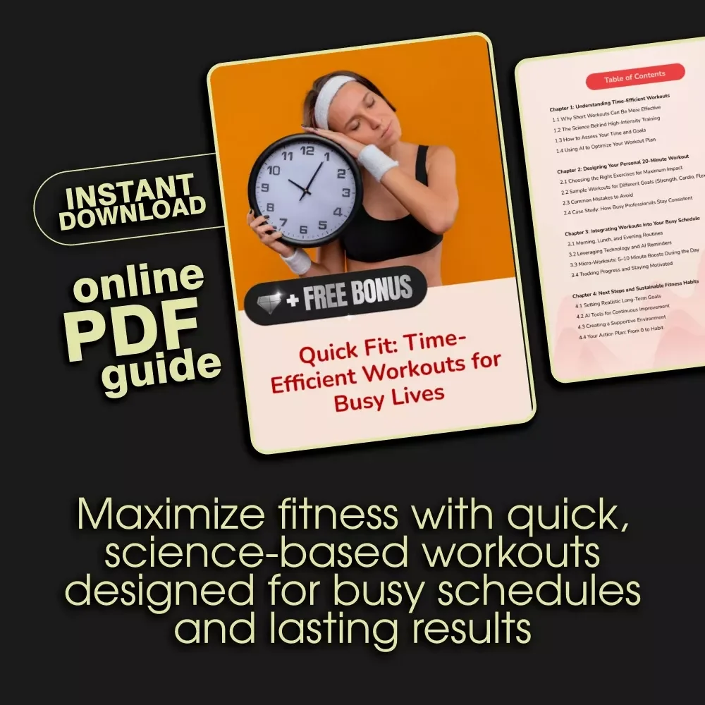 Quick Fit: Time-Efficient Workouts for Busy Lives | Digital Fitness Guide for Busy Schedules, 20-Minute Routines, AI-Enhanced Training, PDF Instant Download