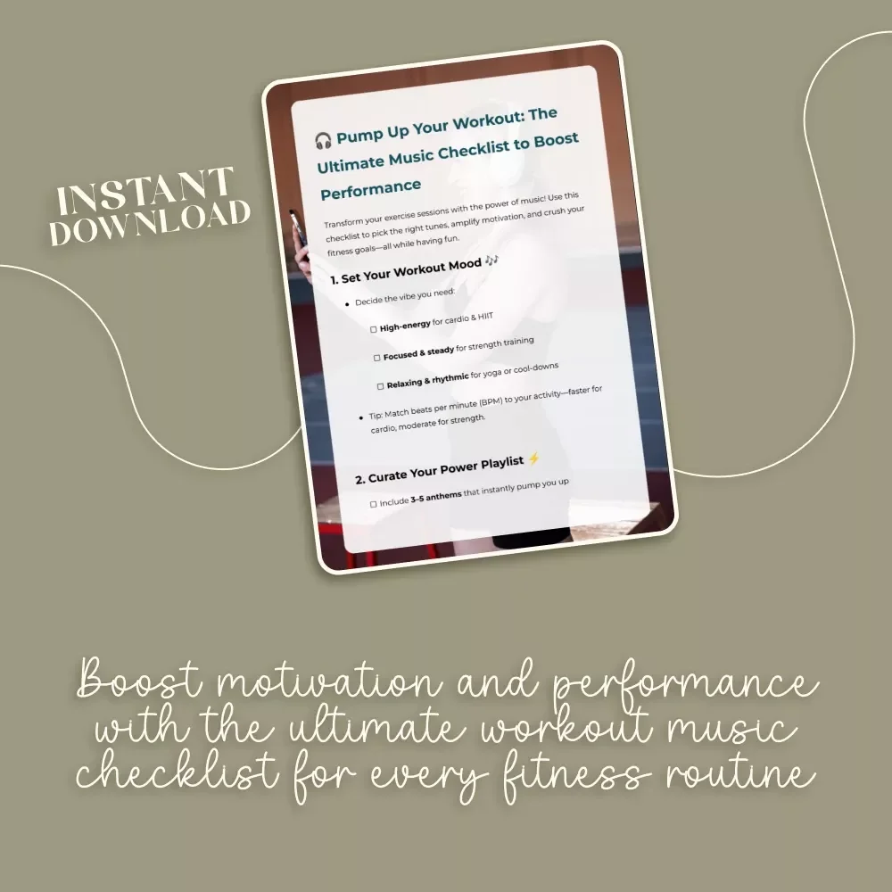 Pump Up Your Workout: The Ultimate Music Checklist to Boost Performance | Digital Download Checklist for Music to Enhance Workout Performance