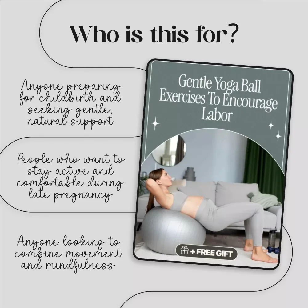 Gentle Yoga Ball Exercises to Encourage Labor | Prenatal Birth Preparation Guide | Digital Download eBook for Expecting Moms | Gentle Labor Yoga, Pelvic Tilts, and Breathing Exercises for Natural Birth Support