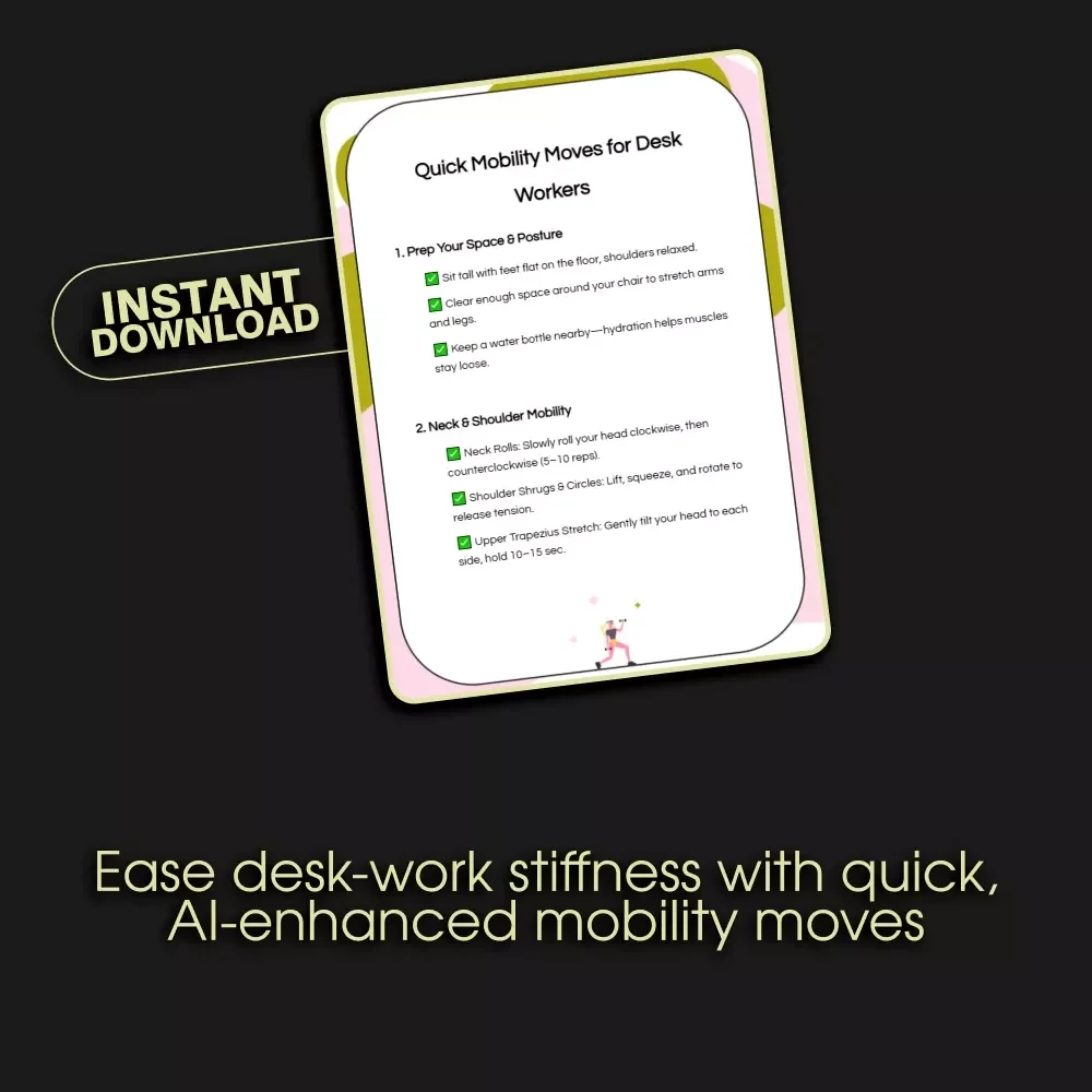 Quick Mobility Moves for Desk Workers | Digital Checklist | Instant Download | Mobility Routines for Desk Workers