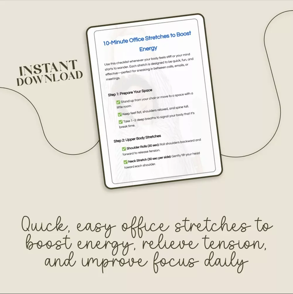 10-Minute Office Stretches to Boost Energy | Workplace Wellness Digital Download | Instant Checklist for Desk Job Relief