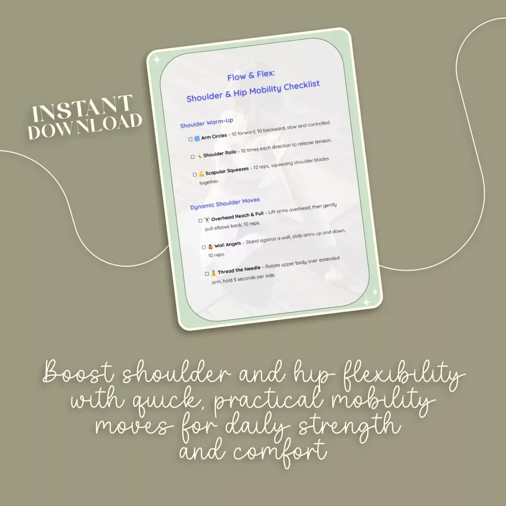 Flow & Flex: Shoulder & Hip Mobility Checklist | Mobility Routines for Shoulders and Hips | Digital Download Fitness Guide