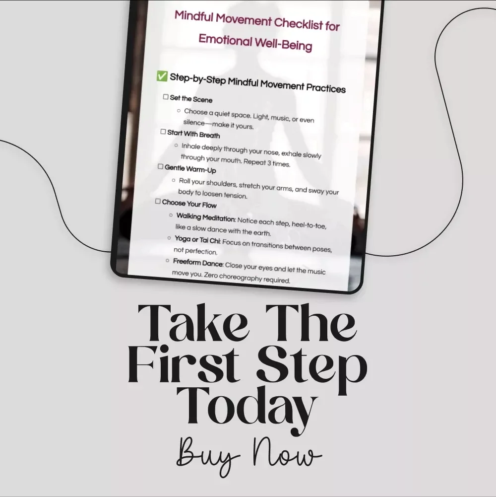 Mindful Movement Checklist for Emotional Well-Being | Digital Download Guide, eBook & Printable Self-Care Resource for Stress Relief, Meditation, Yoga, and Inner Peace
